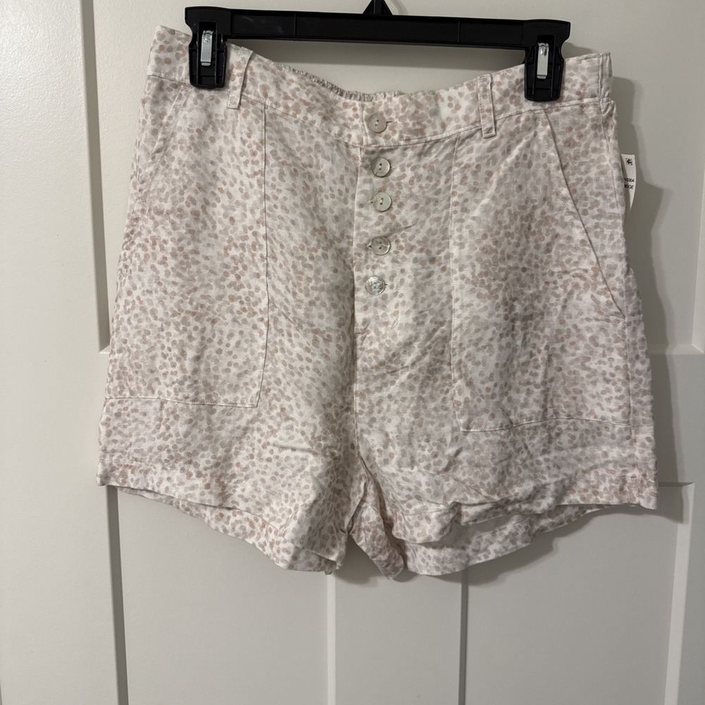 Cloth & Stone Button Front Shorts Women's Small Polka Dot in Sandy Beige NEW